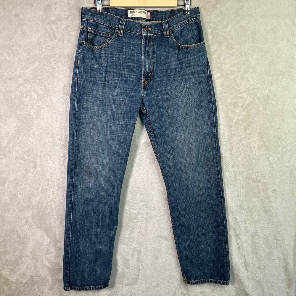 Levis 505 Jeans Mens 33x32 Blue Straight Leg Medium Wash Fade Denim Pants